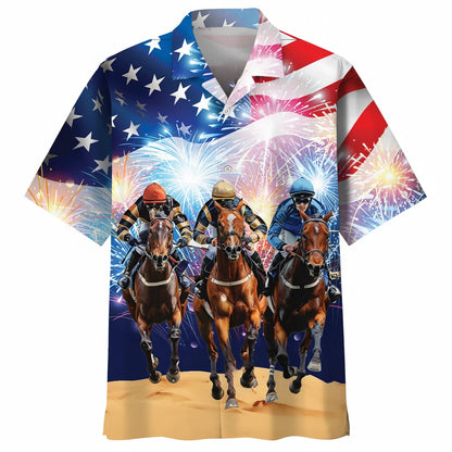 Usa Jockey Horse Racing Hawaiian Shirt, patriotic gift for 4th of July (view 2)