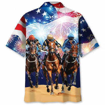 Usa Jockey Horse Racing Hawaiian Shirt, patriotic gift for 4th of July (view 3)