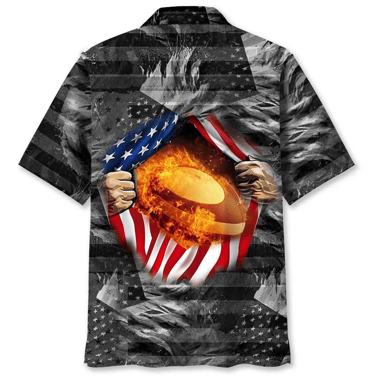 Usa Rugby Fire Hawaiian Shirt, patriotic gift for 4th of July