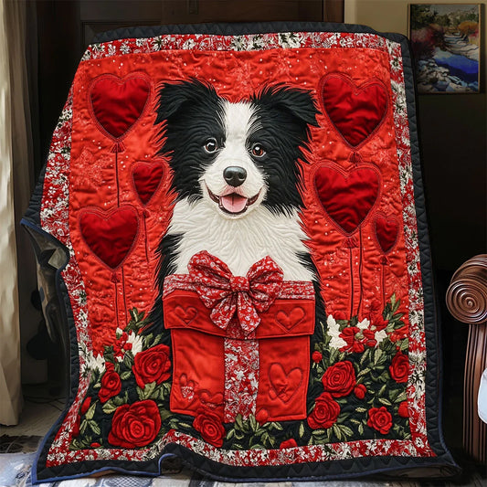 Valentine Collie Quilt Blanket
