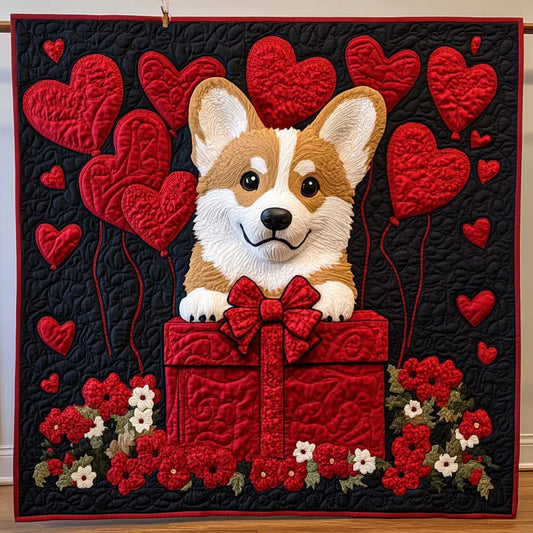 Valentine Corgi Quilt Blanket