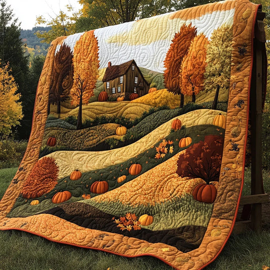 Valley Of Pumpkins Quilt Blanket