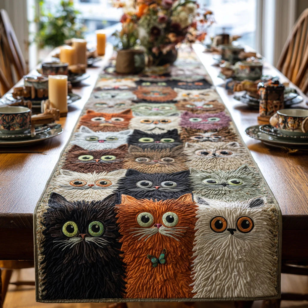 Velvet Whiskers Quilted Table Runner