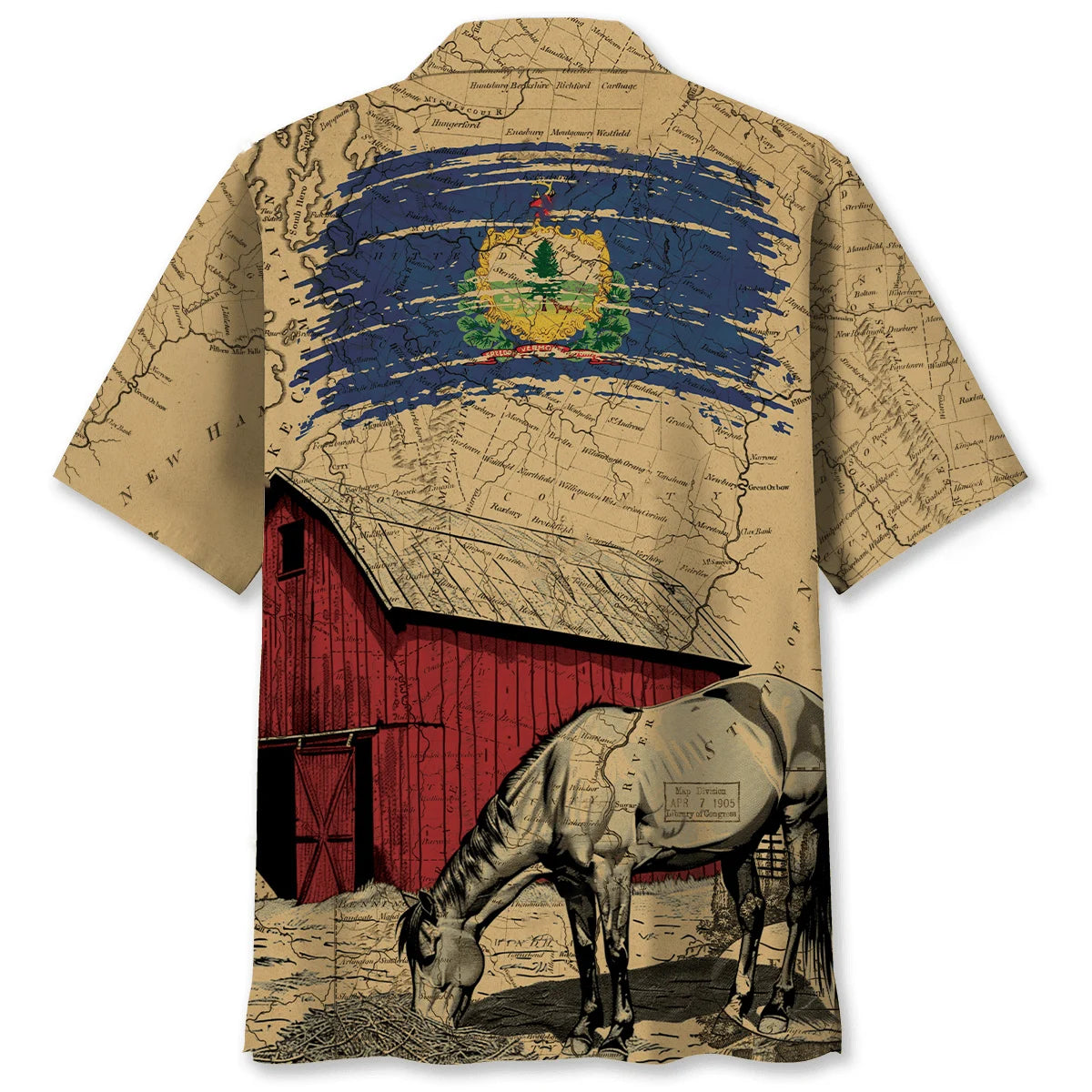 Vermont State Vintage Hawaiian Shirt, custom shirt gift for men (view 2)