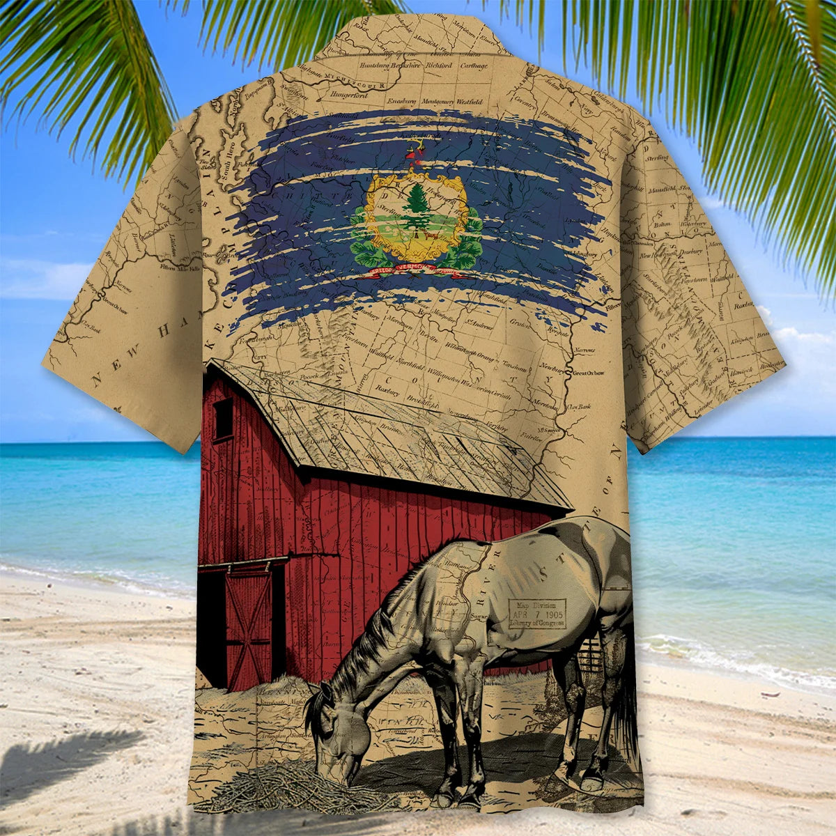 Vermont State Vintage Hawaiian Shirt, custom shirt gift for men (view 3)