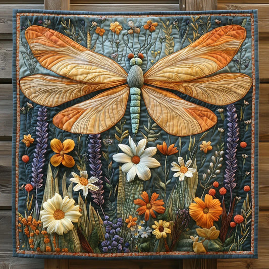 Vibrant Dragonfly Quilt Blanket