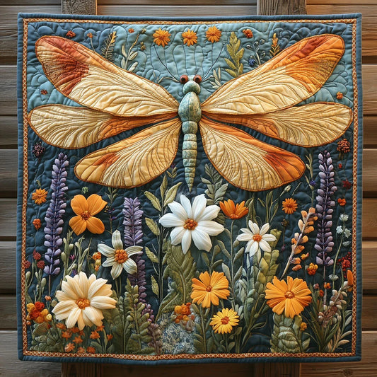 Vibrant Dragonfly Quilt Blanket