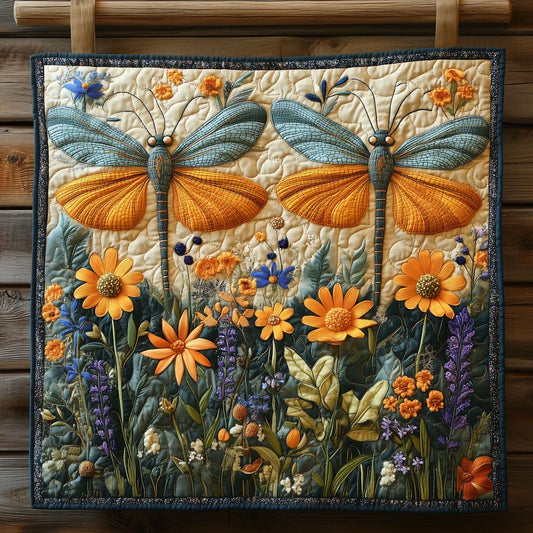 Vibrant Dragonfly Quilt Blanket