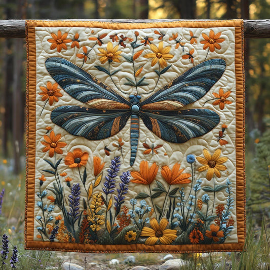 Vibrant Dragonfly Quilt Blanket
