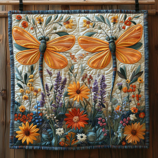 Vibrant Dragonfly Quilt Blanket