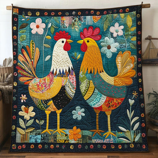 Vibrant Feather Chicken Quilt Blanket