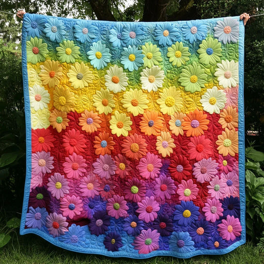 Vibrant Flower Quilt Blanket