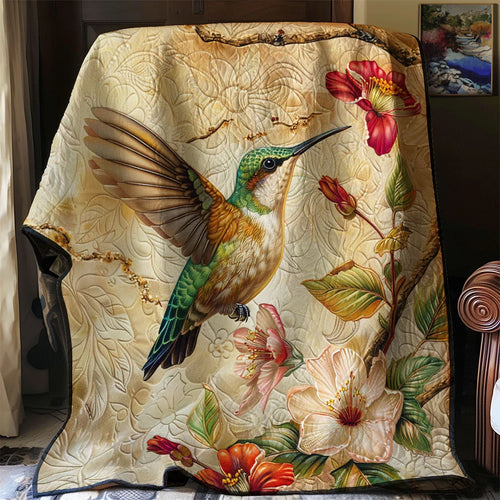 Vibrant Hummingbird Quilt Blanket