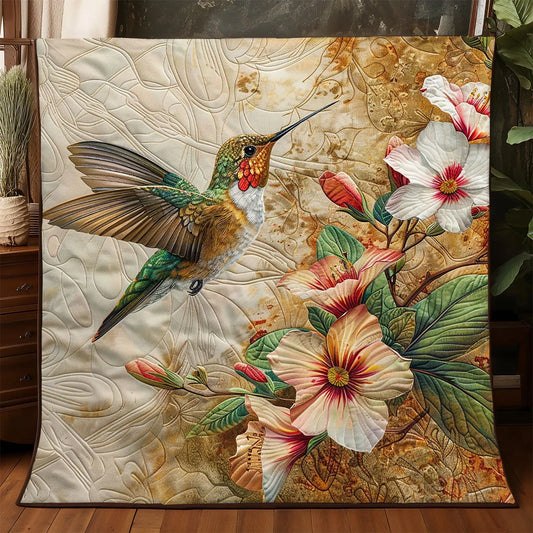 Vibrant Hummingbird Quilt Blanket