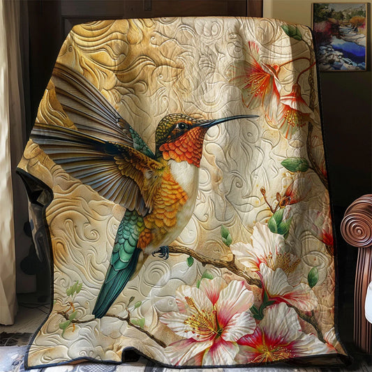 Vibrant Hummingbird Quilt Blanket