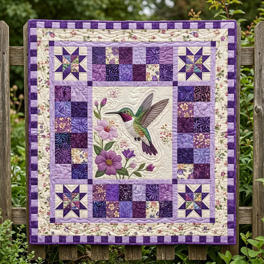 Vibrant Hummingbird Quilt Blanket