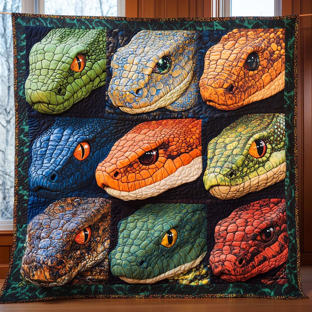 Vibrant Snake Quilt Blanket