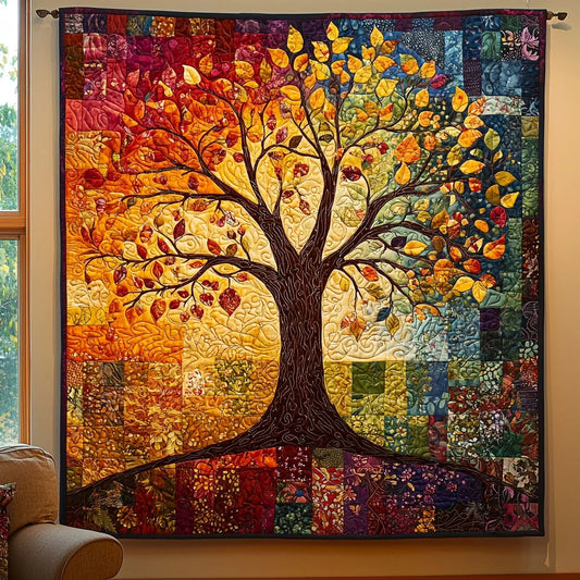 Vibrant Tree Of Life Quilt Blanket