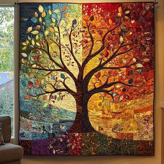 Vibrant Tree Of Life Quilt Blanket