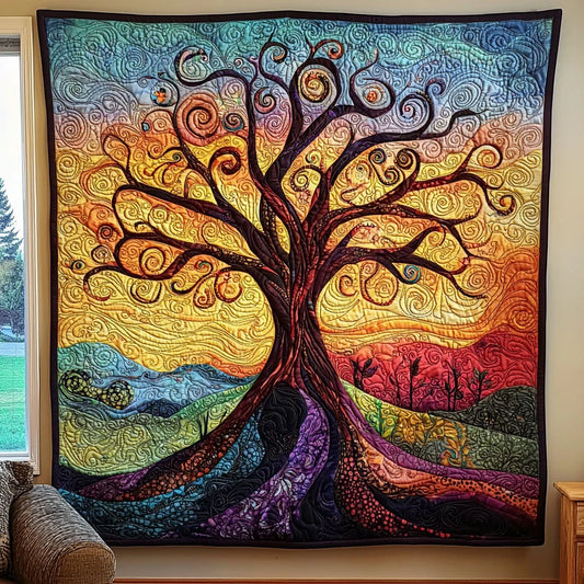 Vibrant Tree Of Life Quilt Blanket