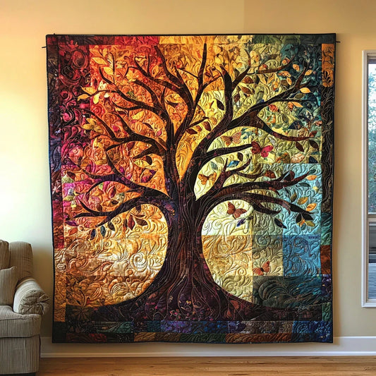 Vibrant Tree Of Life Quilt Blanket