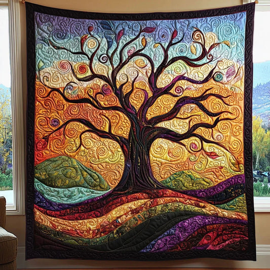Vibrant Tree Of Life Quilt Blanket