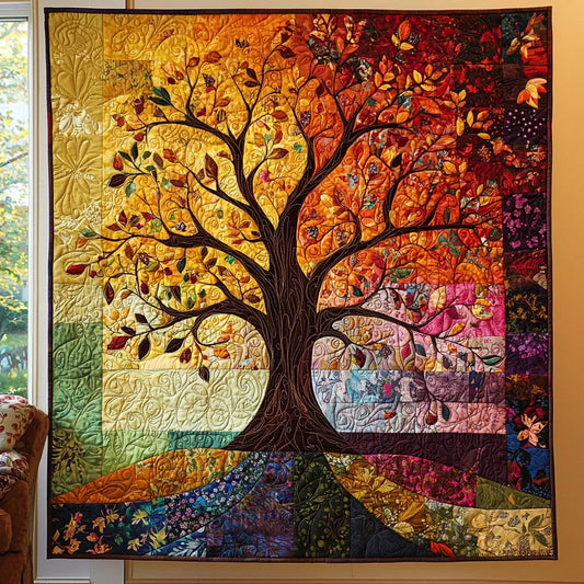 Vibrant Tree Of Life Quilt Blanket