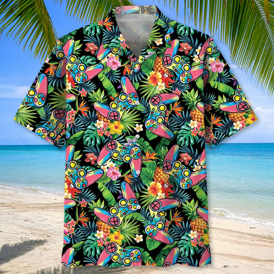 Video Game Tropical Hawaiian Shirt, custom shirt gift for men (view 3)