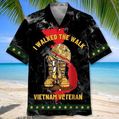 Vietnam Veteran Dad Grandpa Hawaiian Shirt, custom shirt gift for men (view 2)