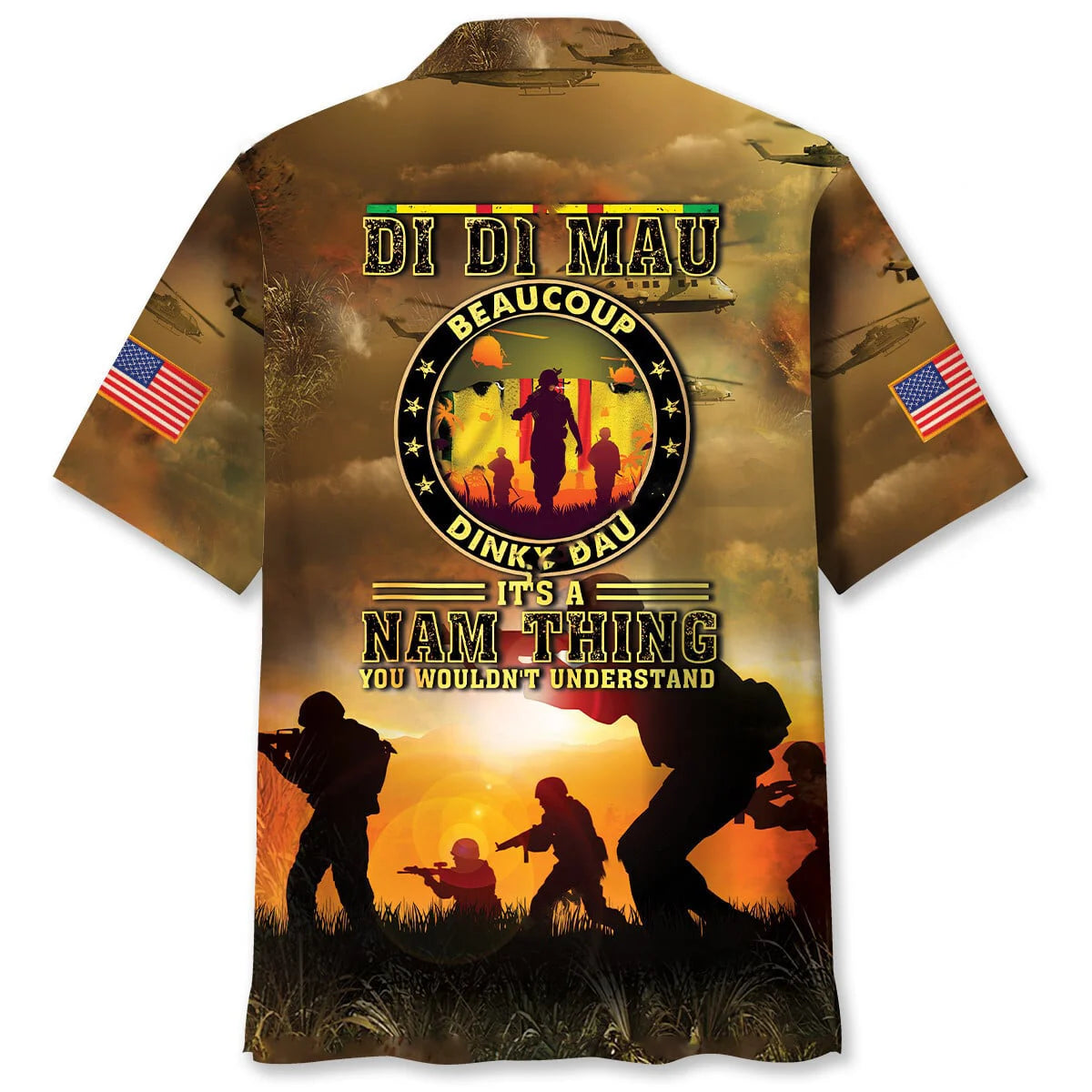 Vietnam Veteran Di Di Mau Dinky Dau Hawaiian Shirt, custom shirt gift for men (view 4)