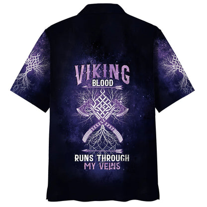 Viking Blood Runs Through my Vains Hawaiian Shirt, custom shirt gift for men (view 2)