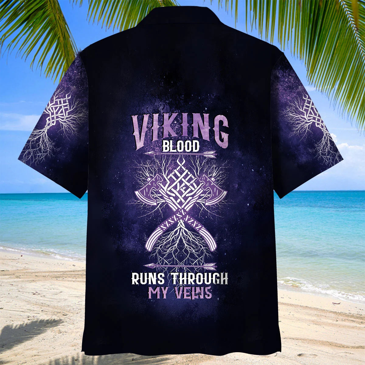 Viking Blood Runs Through my Vains Hawaiian Shirt, custom shirt gift for men (view 4)