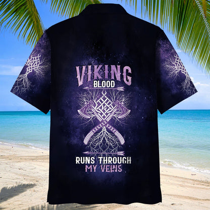 Viking Blood Runs Through my Vains Hawaiian Shirt, custom shirt gift for men (view 4)