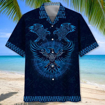 Viking Raven Hawaiian Shirt, custom shirt gift for men