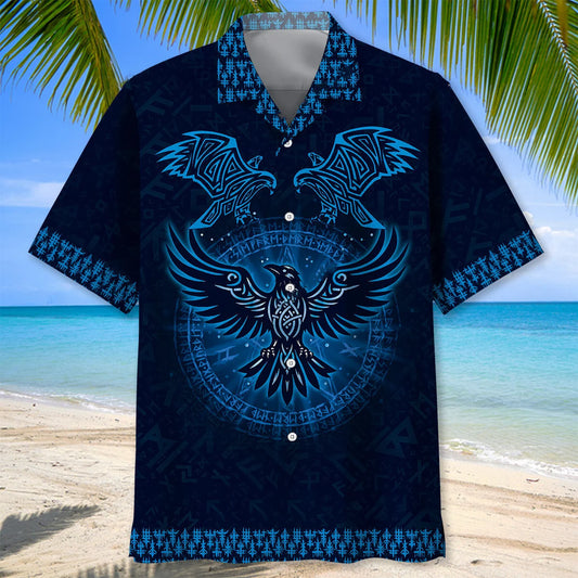 Viking Raven Hawaiian Shirt, custom shirt gift for men