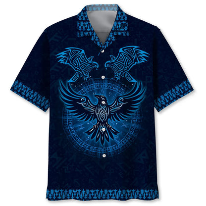 Viking Raven Hawaiian Shirt, custom shirt gift for men (view 2)