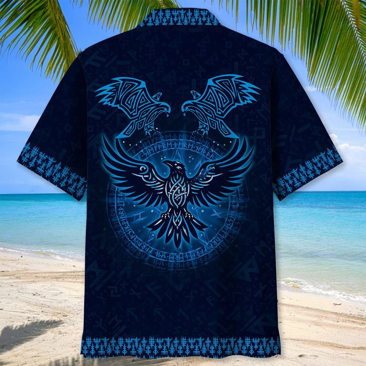 Viking Raven Hawaiian Shirt, custom shirt gift for men (view 3)