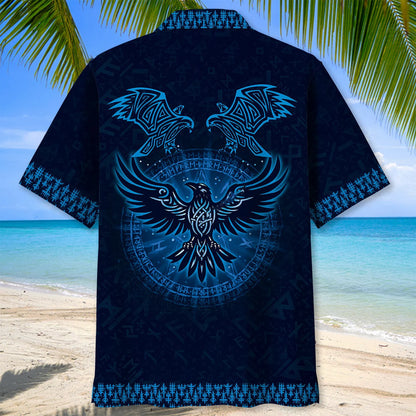 Viking Raven Hawaiian Shirt, custom shirt gift for men (view 3)