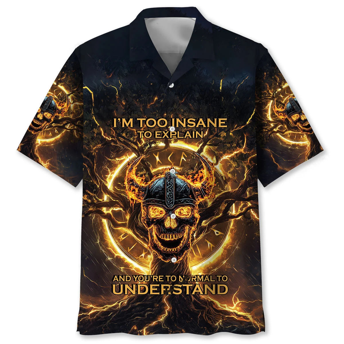 Viking Skull Flames Hawaiian Shirt, custom shirt gift for men