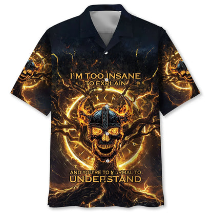 Viking Skull Flames Hawaiian Shirt, custom shirt gift for men