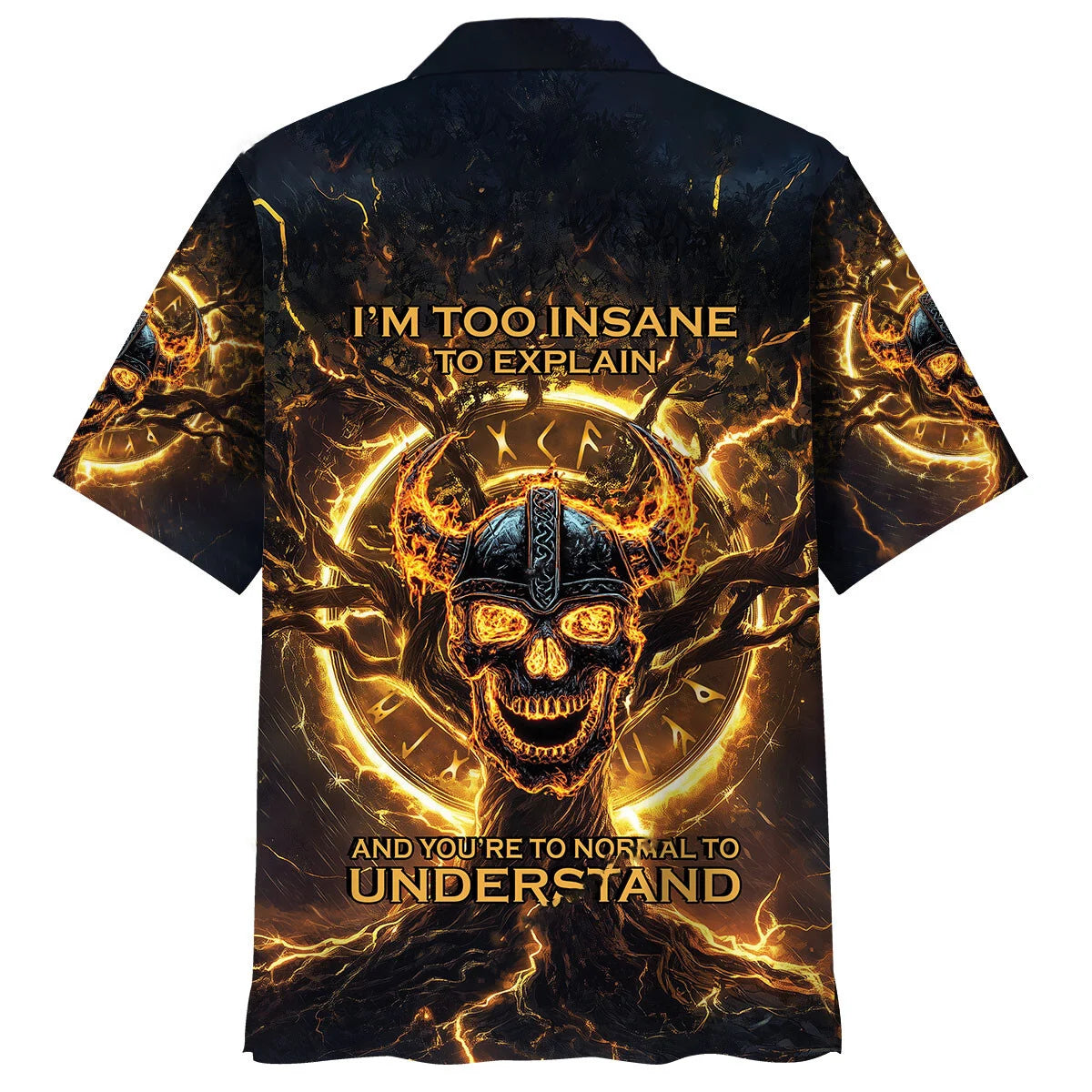 Viking Skull Flames Hawaiian Shirt, custom shirt gift for men (view 4)