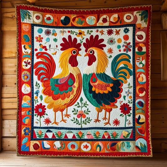 Village Chicken Quilt Blanket