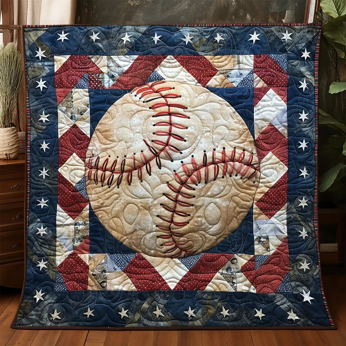 Vintage Baseball Quilt Blanket
