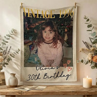 Custom Vintage Birthday Photo Banner | Personalized Retro Party Backdrop for 30th, 40th, 50th Birthday Celebration