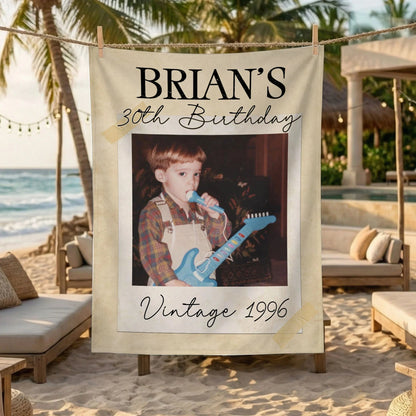 Vintage 1996 Birthday Tapestry Custom Photo 30th Birthday Banner Personalized Party Backdrop, personalized birthday backdrop