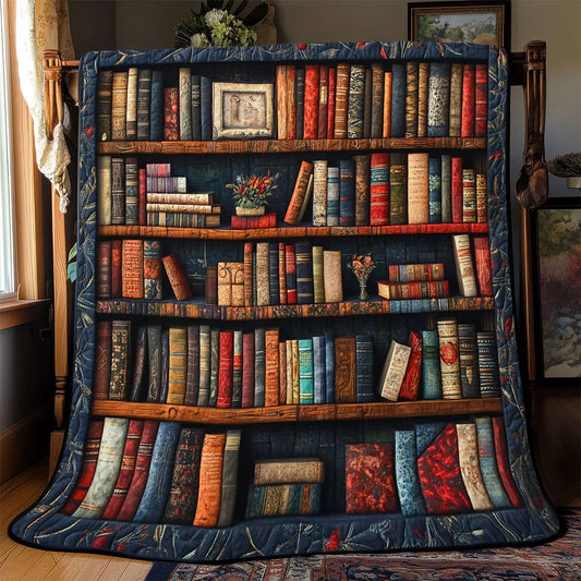 Vintage Bookself Quilt Blanket
