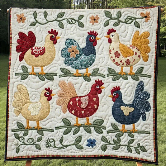 Vintage Chicken Quilt Blanket