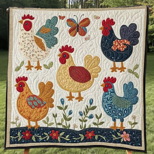 Vintage Chicken Quilt Blanket