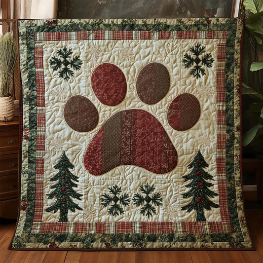 Vintage Christmas Paw Quilt Blanket