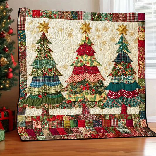 Vintage Christmas Tree Quilt Blanket